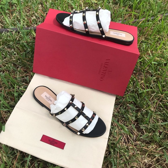 Valentino Shoes - NWT Valentino Black Rockstud Sandals Sz. 9